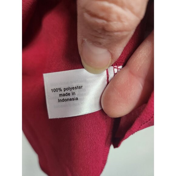 Lane Bryant Womens Blouse Top Size 18 Maroon Cold Shoulder Keyhole Neck Casual - Picture 7 of 10